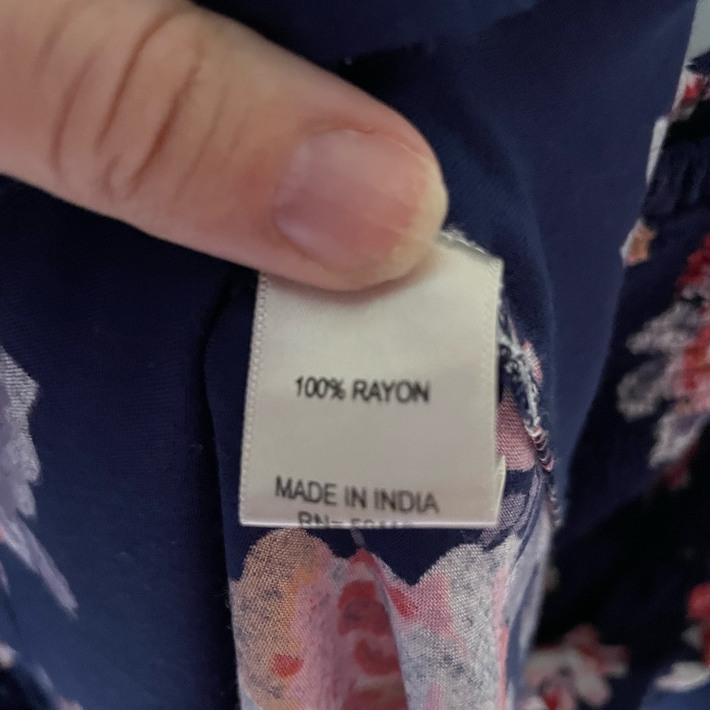 Feathers Off Shoulder Navy floral tunic top - Picture 2 of 7